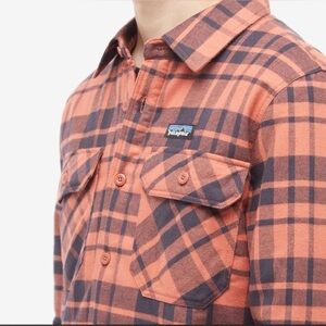 PATAGONIA Fjord Men's Flannel Orange Plaid Shirt SIZE medium